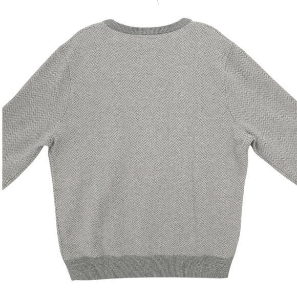 J CREW 100% Cashmere Herringbone Jacquard Crewneck Sweater Gray Men's LARGE - Picture 4 of 9